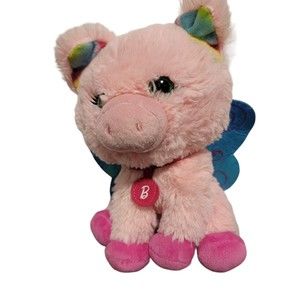 Barbie Pig Stuffed Animal‎ Plush Pink Wings Flying Kids Toy 8"